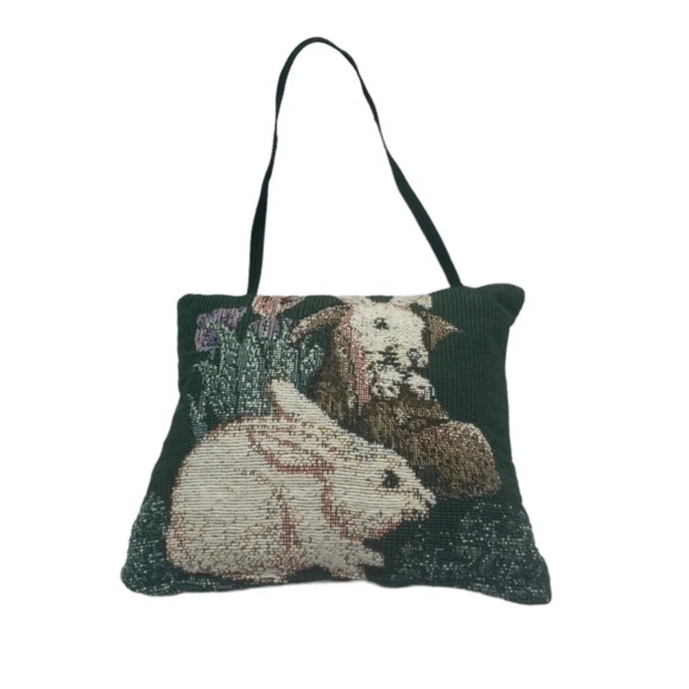 Vintage Tapestry Bunny Door Pillow Hanger